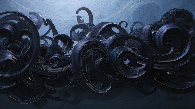 Abstract Dark Blue Geometric Shapes Underwater