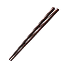 Pair of Elegant Dark Wood Chopsticks isolated On Transparent Png Background.