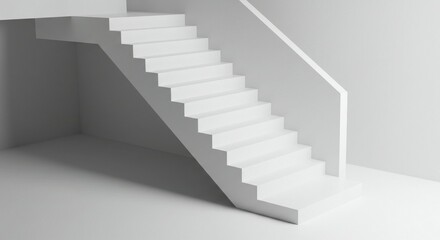 Ascending White Staircase in Modern Minimalist Interior