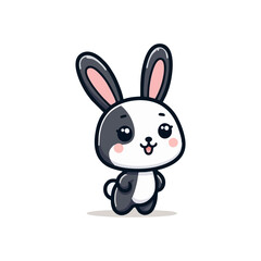 Fototapeta premium Cheerful rabbit with long ears, standing on hind legs