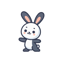 Obraz premium Cheerful rabbit with long ears, standing on hind legs