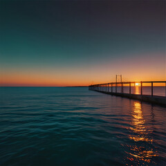 Obraz premium sunset on the pier Bohemian Gradient Flow from Terracotta to Sky Blue