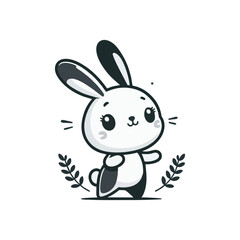 Fototapeta premium Cheerful rabbit with long ears, standing on hind legs