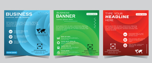 Digital business marketing banner for social media post template, Business webinar template design for marketing, red, blue and green color post design, vector eps 10