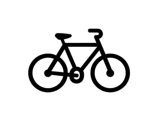 "Minimalist Vector Icon Design: Black Bicycle Icon on White Background, Bold Outline & Flat Style, Low-Detail Line Art"