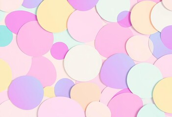 Soft, rounded pastel geometric shapes in a playful, overlapping pattern, bright, geometric