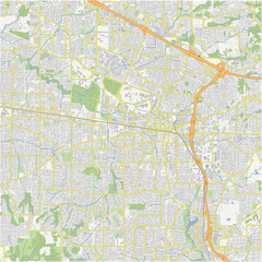 Map of Beaverton in Oregon in a normal road map style. Contains layered vector with roads water, parks, etc.