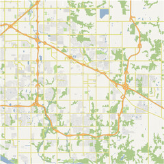 Obraz premium Map of Broken Arrow in Oklahoma in a normal road map style. Contains layered vector with roads water, parks, etc.