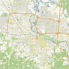 Fototapeta premium Map of Eugene in Oregon in a normal road map style. Contains layered vector with roads water, parks, etc.