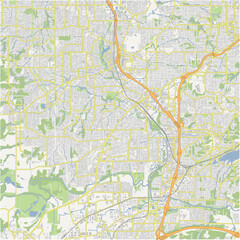 Map of Tigard in Oregon in a normal road map style. Contains layered vector with roads water, parks, etc.