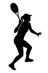 Tennis Player Silhouette in Action Pose, Sport, Fitness