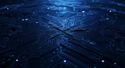 Dark Blue Circuit Board Pattern Futuristic Tech Design