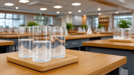 Empty Generic Science Lab Classroom with Beakers and Glassware