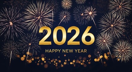 Golden fireworks celebration for new year night