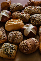 Different types of crusty German buns