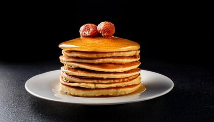 stack of pancakes on black