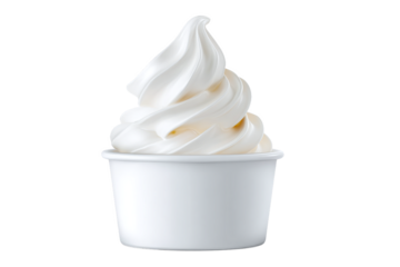 Soft Serve Ice Cream in White Cup isolated on white transparent background