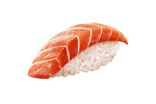 Salmon Nigiri Sushi, traditional Japanese food isolated on white transparent background - Powered by Adobe