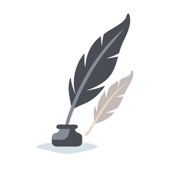 Quill and Ink Vector Graphic Depicting Writing, Education, and Creative Expression Tools
