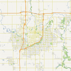 Fototapeta premium Map of Sioux Falls in South Dakota in a normal road map style. Contains layered vector with roads water, parks, etc.
