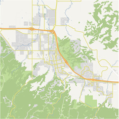 Map of Spearfish in South Dakota in a normal road map style. Contains layered vector with roads water, parks, etc.
