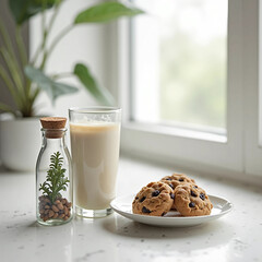 Morning with milk and cookies