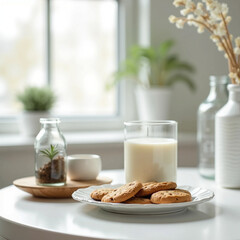 breakfast with milk and cookies