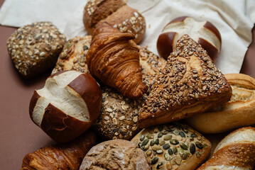 Different types of crusty German pastries