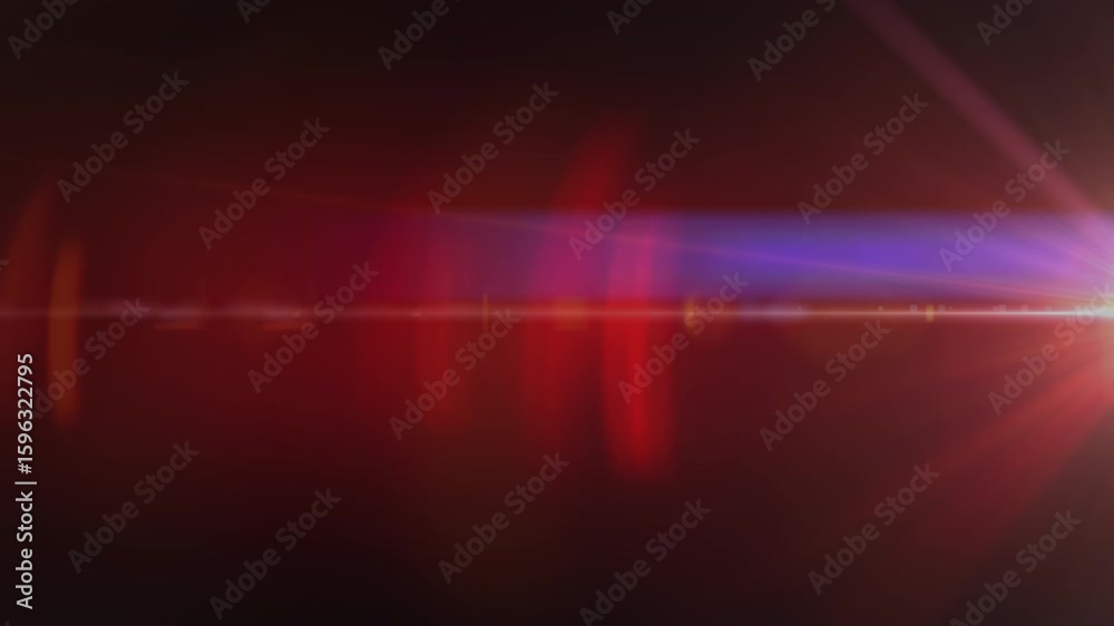 Wall mural abstract loop red glow optical lens flare shine light animation from middle right side on black back