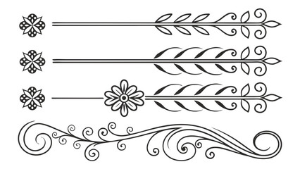 Dividers ornament designs line art silhouette vector