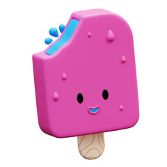 A charming 3D popsicle with a happy face and colorful sprinkles. Ideal for children's apps, games, and cute dessert collections