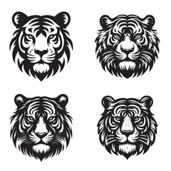Tiger head silhouette vector icon