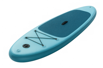 Light blue inflatable sup board isolated on transparent background, perfect for watersports and summer activities