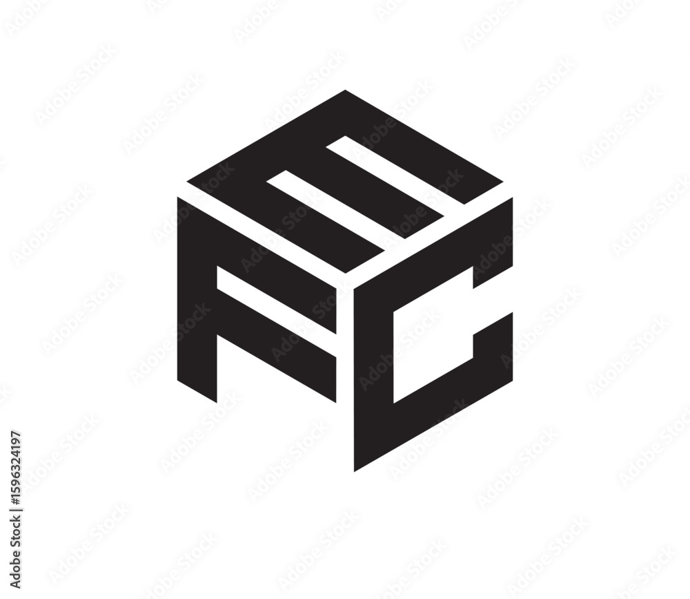 Fototapete efc hexagon cubic alphabet letter vector geometric font logo for design. initial three letters templ