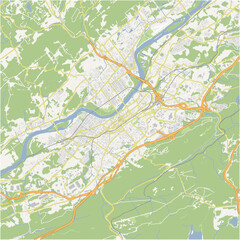 Fototapeta premium Map of Wilkes-Barre in Pennsylvania in a normal road map style. Contains layered vector with roads water, parks, etc.