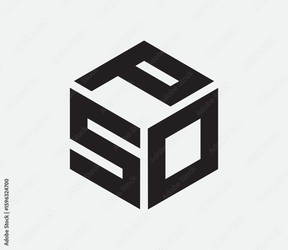 Fototapete pso hexagon cubic alphabet letter vector geometric font logo for design. initial three letters templ