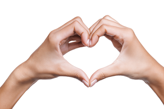 Two Hands Forming Heart Shape Isolated on White Transparent Background