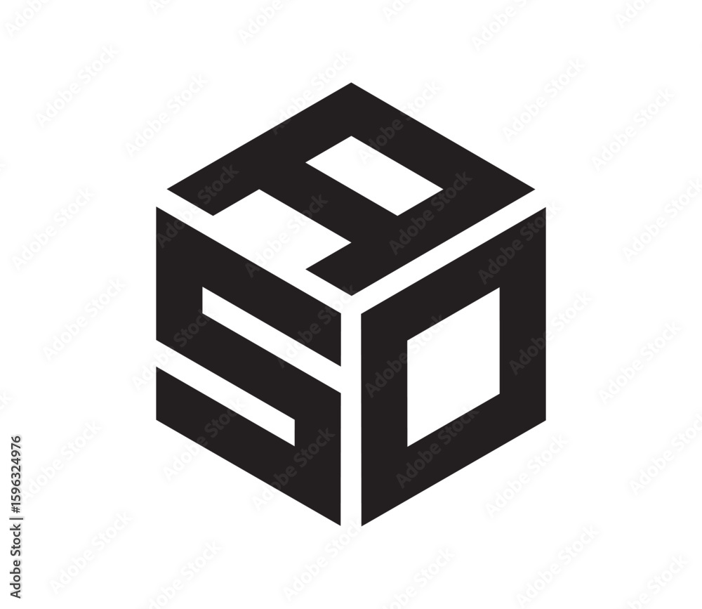 Fototapete aso hexagon cubic alphabet letter vector geometric font logo for design. initial three letters templ