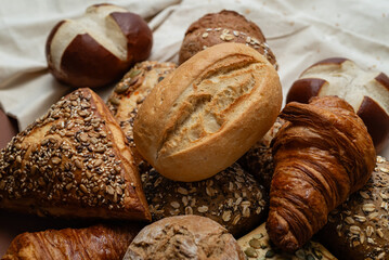 Different types of crusty German breads