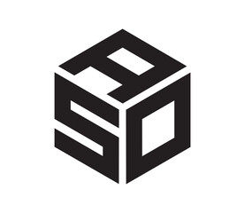 ASO hexagon cubic alphabet letter vector geometric font Logo for design. Initial three letters template logo. Vector Illustration