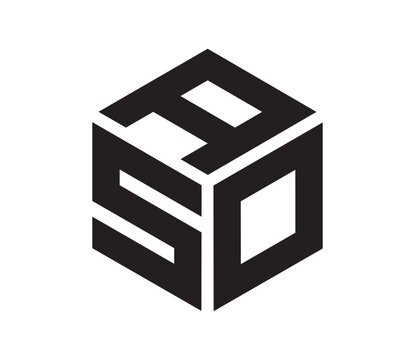 ASO hexagon cubic alphabet letter vector geometric font Logo for design. Initial three letters template logo. Vector Illustration