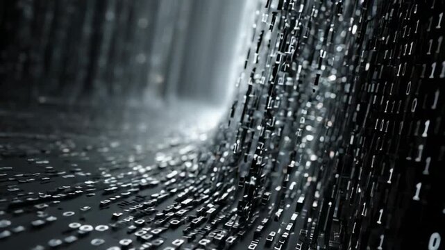 Abstract digital binary code flow