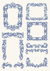 Vintage Baroque Victorian frame border, frame flower pattern vector floral engraved scroll ornament leaf retro decorative design. filigree calligraphic heraldic shield swirl