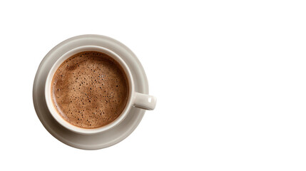 Fototapeta premium Coffee Cup and Laptop in Flat Lay: A flat lay featuring a coffee cup and a laptop, symbolizing productivity, isolated on a Transparent background, PNG file.