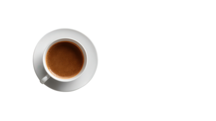 Coffee Cup and Laptop in Flat Lay: A flat lay of a coffee cup and laptop, representing a productive work environment, isolated on a Transparent background, PNG file.