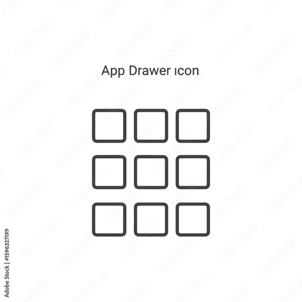 Wall mural vector art of app drawer icon with nine squares in a grid