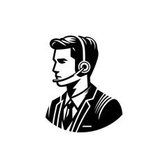 Customer support agent with a headset