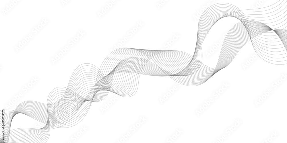 Fototapete Abstract grey, white smooth element swoosh speed wave modern stream background. Wave with lines created using blend tool. Abstract frequency sound wave lines and twisted curve lines background.	