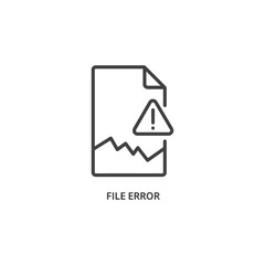 Vector art of file error icon with a warning symbol, isolated on white background