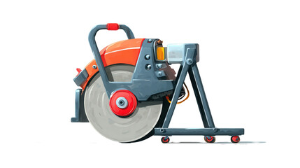 Fototapeta premium Concrete Cutter Icon: Icon of a concrete cutter, used for cutting concrete in construction, isolated on a Transparent background, PNG file.